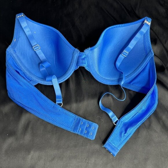 Mopas Intimates Blue Bra Rhinestone Straps Adjustable Straps Underwire - Picture 7 of 9